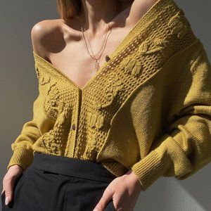 Vintage Mustard Knit Cardigan
